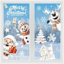 Christmas Window Adsorption Film Christmas Snowman Window Stickers Christmas Glass Window Stickers Winter Christmas Holiday Decorative Stickers