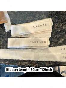 定制布艺婚礼座位卡/布艺饮料名牌/伴娘卡/定制婚礼座位卡/伴娘，亚麻婚礼座位卡，定制现代宾客卡，白色棉布上印制的布艺饮料名牌 - 彩色 - 查看 8