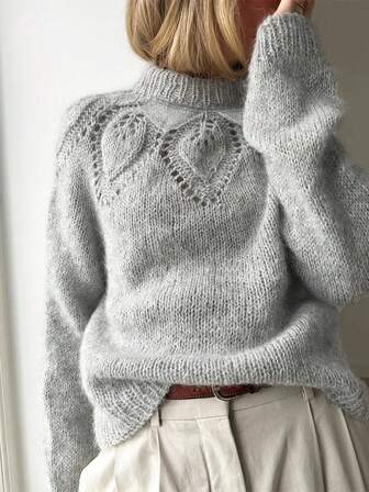 Suéter de manga raglán con contraste de punto calado