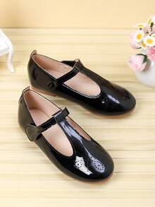 1 Pair Girls' Simple Flat Casual Shoes, Suitable For Autumn/Winter - Black - View 2