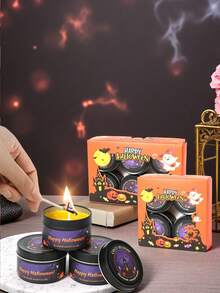 1/4/6 Black Can Aromatherapy Candles, Halloween And Christmas Party Gift Boxes, 80g Soy Wax Aromatherapy Candles, Suitable For Gift Giving, Party Home Decoration, Holiday Gifts, Friends, Girlfriends, Classmates' Friendship Holiday Gifts