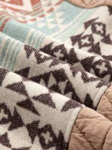 Astylish 女式绗缝拼布西部几何印花休闲夹克，前拉链按扣长袖外套，带口袋，秋冬时尚 - 彩色 - 查看 10