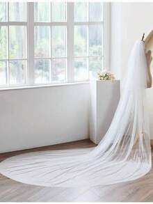 1pc 3 Meters Length Bridal Veil With Metal Comb, Forest Style Wedding Veil For Bride, Suitable For Wedding, Party, Halloween, Valentine's Day Gift Fall Clothes For Women