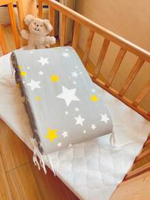 1pc Baby & Kids Bed Rail Guard, Removable & Washable Anti-Fall Anti-Collision Bed Bumper, Soft Bed Safety Guard For Girls & Boys, Ideal Gift - Yellow and White Stars - View 10