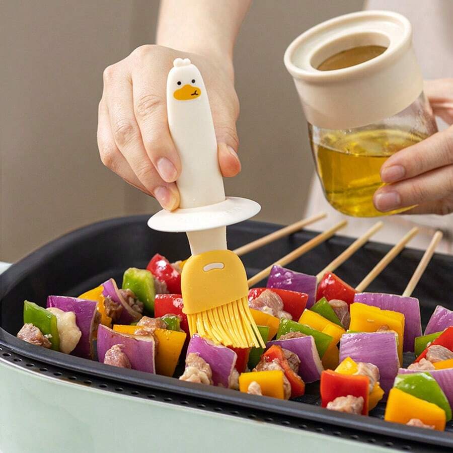 1pc Silicone Oil Brush With Bottle, Oil Brush For Cooking, Baking, Grilling, Outdoor BBQ