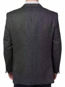 Men's Tweed Blazer Jacket 2 Button Lightweight Herringbone Casual Sport Coat Wedding Groomsmen Prom Jackets-2025 - 黑色 - 查看 7