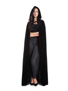 Unisex Hooded Cape Full-Length Velvet Cloak, Suitable For Halloween Costume Role-Playing. Long Hooded Cloak Witch Costume For Both Men And Women
