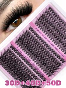 200 件簇状睫毛，D 卷浓缩单卷睫毛延长，化妆工具，用于在家制作自然和戏剧性的 DIY 假睫毛，睫毛簇，单根睫毛，睫毛，假睫毛