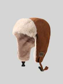 1 pieza Sombrero de otoño e invierno para mujer, un sombrero de estilo Lei Feng de piel sintética de moda, un nuevo sombrero cálido y versátil de peluche