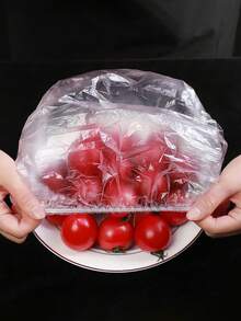 100 piezas Película de almacenamiento de alimentos elástica para invitados - Envoltura de plástico elástico y translúcido, preserva los restos, frutas y verduras, cubierta de frescura, perfecta para la cocina, el refrigerador y el almacenamiento en la mesa