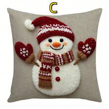 1 pieza Juego de Funda de Almohada Navideña, 17.7"X17.7", Impresión Unilateral - Diseño de Papá Noel, Muñeco de Nieve, Renos y Bastón de Caramelo, Poliéster, Cierre con Cremallera, Lavar a Mano Solamente - Excelente para Decoración de Apoyo Lumbar en el Sofá (Solo Funda) Decoraciones Navideñas Decoración Navideña Decoraciones Navideñas Decoración del Hogar Decoración de Habitación - 45*45 - Ver 5