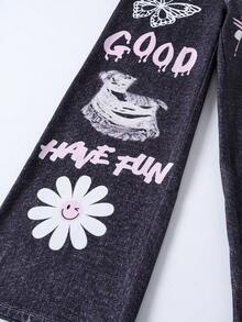 2pcs/Set Girls Casual Solid Color Long Sleeve T-Shirt And Straight Leg Pants Set, Spring/Autumn