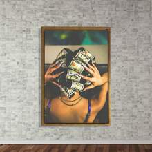 1件黑色艺术品，时尚女性艺术，墙面装饰画，镀金帆布印刷艺术海报，适合作为家居礼物，适用于客厅、浴室、卧室、厨房，带框家居装饰，房间装饰 - 彩色 - 查看 11