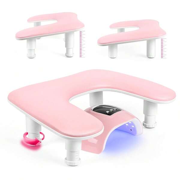 Manicure Arm Rest For Nails Tech: U-Shaped Adjustable Nail Armrest - White PU Leather Hand Stand Rest For Manicurists, Portable Nail Technician Hand Rest, Adjustable Wrist Support For Nail Art, Ergonomic Manicure Table Arm Pillow For Gel Polish, Nail Salon Client Comfort, At-Home Professional Nail Studio