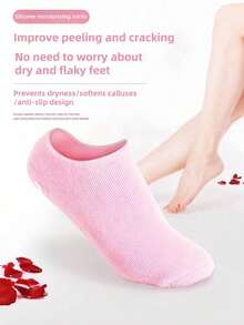 High Elastic Compression Socks, Reusable Aloe Vera Socks, Night SPA Socks, Cute Non-Slip Gel Heel Socks, Unisex, Suitable For Dry Skin, Dry & Rough Feet, Home Foot Care, Can Be Used With Lotions & Creams, Portable Travel Set, Gift For Women & Girls, Summer Style, Back To School Gift - Pink - View 2
