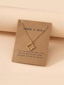 1pc Fashionable High-End Four-Leaf Clover Necklace, Luxurious Elegant Minimalist Mori Style Pendant Necklace For Girl, No Card, Luxury Four-Leaf Clover Necklace With Minimalist Nature Vibe