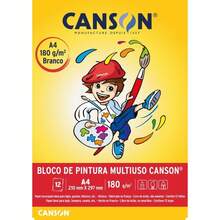 Bloco para Educação Artística Pintura Multiuso A4 180G 12 Folhas Branco - Multicolorido - Visão 2