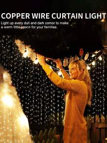 1 pièce Guirlande lumineuse de rideau 3M 100/200/300 LED, lumière chaude à 8 modes avec télécommande, guirlande lumineuse pour fenêtre, mur, chambre, fête, mariage, décoration murale blanche, décorations de Noël, Halloween, Thanksgiving, cadeau de guirlande de fées