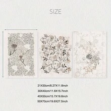 无框，3 件套复古欧洲中性花卉墙面装饰艺术画，威廉莫里斯画廊墙面艺术帆布海报，房间装饰，客厅装饰艺术，现代家居墙面装饰艺术，理想的家居礼物创意装饰 - 卡其色 - 查看 10