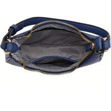 FashionPuzzle Small Crescent Shoulder Bag Underarm Purse - 海軍藍/海軍藍 - 查看 6