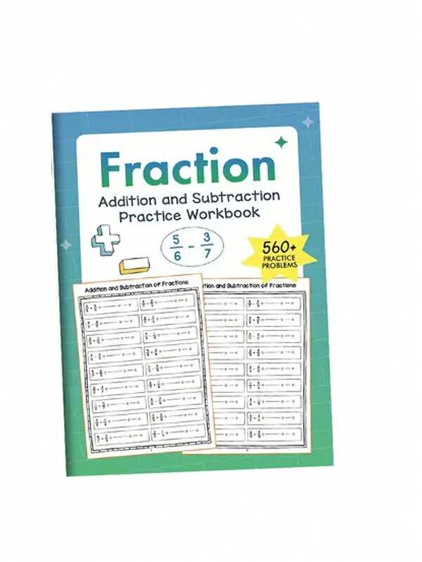 Fraction Practice Workbook - Addition, Subtraction, Multiplication, And Division, Educational Math Exercise Book For Children, Includes Cognitive Training Exercises For Writing And Drawing Fractions, Suitable For Ages 8-12, Grades 3-4, Homeschooling And Teaching Aid