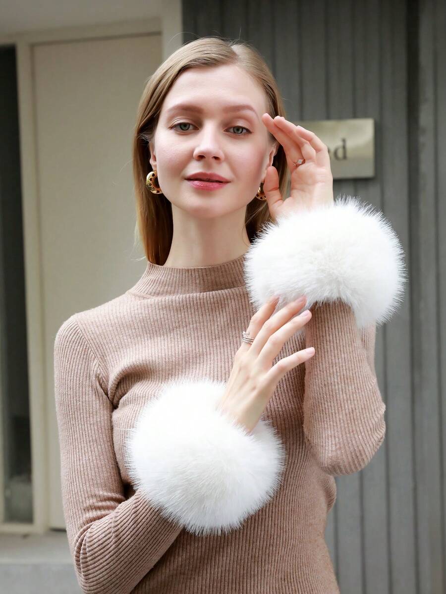 1 Stück Damen Herbst/Winter Plüsch Dicke Armstulpe Wärmer, elastische kältebeständige Handschuhe geeignet für den täglichen Gebrauch - A - Übersicht 1