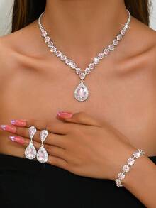 1pc Women's Fashionable Jewelry Set Including Necklace, Earrings, And Bracelet