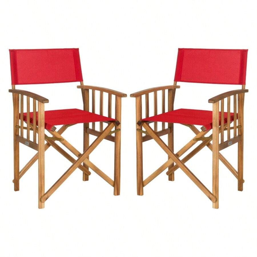 Safavieh Laguna Outdoor Patio Director Chair, Set Of 2 - Natural/Red