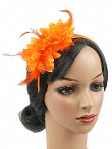 1 pieza Diadema con flor de plumas de estilo transfronterizo, accesorio para el cabello con plumas para fiestas, reuniones y actuaciones, accesorio para el cabello de novia retro, disfraz de Halloween