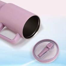 40 盎司不锈钢玻璃杯，带吸管和防漏盖 - 隔热旅行杯，适用于冷热饮品，耐用且可重复使用，非常适合露营、汽车、办公室 - 情人节、圣诞节、万圣节、感恩节、咖啡爱好者的理想礼物