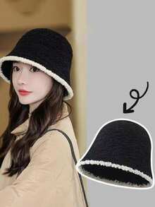 1 针织渔夫帽，秋冬时尚保暖帽，采用撞色菱形网眼编织工艺，专为女性设计的新潮款式。秋冬女士羊毛保暖帽，女士渔夫帽，ins风针织低檐帽。秋冬日系百搭遮脸帽，可爱又温暖的女士秋冬帽