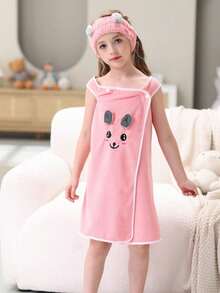 1 pieza Toalla de baño con diseño de dibujos animados para niños, bata de baño de felpa de coral absorbente, bata de baño para playa, spa y sauna, disponible en 2 tamaños