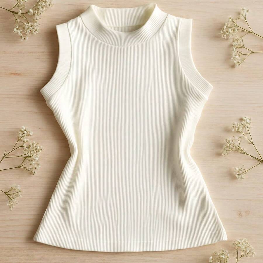 Basic Tank Top For Girls And Teens In Ribbed Fabric 518 - Tắt - Xem 1