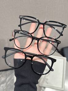 1/2/3 Pairs Women's Plastic Round Lightweight Eyeglasses Frames, Classic Casual Minimalist Style, Elegant Modern Simplistic Lightweight Glasses, Rubber Coated Temples, Autumn/Winter Christmas Accessory - Multicolor - View 20