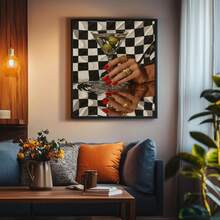1pc, Canvas Hanging Painting, Framed Decorative Painting, Poster, Wall Art, Vintage Martini, Bar Cart Art, Cool Apartment Wall Art, Cocktail Wall Art, Vintage Living Room Wall Decor, Eclectic, Dorm Decor, Fashion Decorative Painting - Multicolor - View 8