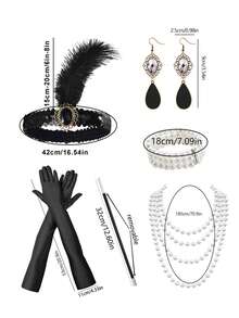 D EXCEED 1/3/4/6 件女式 1920 年代了不起的盖茨比人造羽毛头带婚礼派对下午茶狂欢节服装母亲节舞会万圣节装饰礼物 - 多色 - 查看 9