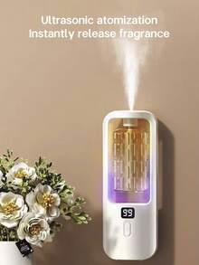 可充电自动香薰机，酒店精油扩散器，持久室内香氛喷雾，办公室空气清新剂 - 5 种可调模式，6 种精油香味（玫瑰、茉莉、柠檬、檀香、沉香、橙花），7 色情绪灯