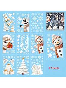 Christmas Window Adsorption Film Christmas Snowman Window Stickers Christmas Glass Window Stickers Winter Christmas Holiday Decorative Stickers