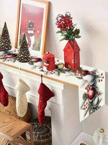 1pc Christmas Table Runner – Holiday Table Cover With Christmas Ball Pattern - Machine-Made, Ideal Gift For Home Decoration And Festive Atmosphere - Multicolor - View 6