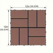 44 Pack Plastic Interlocking Deck Tiles 12"X12" Waterproof All-Weather Outdoor Flooring With Raised Edges, Durable Black Patio Tiles For Poolside, Balcony, Backyard, Patio Flooring Outdoor Waterproof Tile, Balcony Renovation, Textured Surface, Easyclean Surface, Backyard Flooring, Interlocking Design, Easy Maintenance, Outdoor Decking, DIY Enthusiasts - Brown - View 6
