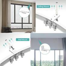 Flexible Bendable Ceiling Curtain Track Room Divider 12Ft Curved Curtain Rail Wall Mount RV Sliding Hospital Ceiling Track System Set For Curtains Bay Window - 8英尺 - 查看 10