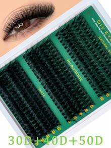 MEM 200片/包 单根假睫毛，80D卷翘度，8-16毫米，DIY假睫毛套装，自然妆效，浓密纤长，超柔软轻盈，可重复使用，单根假睫毛，适合新手，旅行，日常佩戴，婚礼，约会，派对，节日，也是圣诞节/万圣节送礼佳品。 - 黑色 - 查看 3