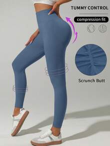 Pack Of 3 Seamless High-Waisted Leggings For Women's Gym Leggings, Soft And Stretchy, With Tummy Control And Butt Lift, Suitable For Training, Yoga, Running, Spring - Multicolor - View 8