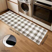 Modern Plaid Pattern Doormat, Rug, Traditional Long Carpet, Suitable For Hallway, Kitchen, Bedroom, Living Room, Entrance, Balcony, Home Decor, Stain Resistant, Coffee Shop, Bar, Holiday, Party, Bedroom Mat, Bath Mat, Room Decor, Kitchen Decor, Black And White Rug - Black and White - View 25