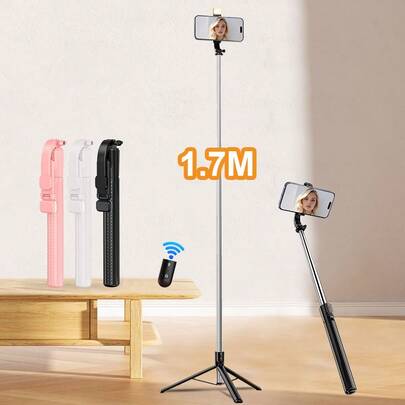 Gậy selfie kiêm giá đỡ điện thoại điều khiển từ xa Bluetooth mới nhất, dài 170cm/66.9in, thích hợp để quay video, ghi lại cuộc sống, có thể kéo dài, xoay 360°, chống rung, có thể gập lại và di động, dành cho điện thoại IOS & Android, lý tưởng cho kỳ nghỉ hè, du lịch, chiếu sáng, hoạt động ngoài trời, phát trực tiếp.