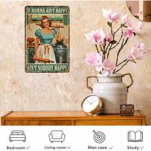 Retro Women Tin Sign If Mama Ain't Happy Ain't Nobody Happy Funny Rustic Wall Decor Wall Art Vintage Print Metal Signs Poster Bar Pub Shop Home Office Indoor 12 * 8in(Pack Of 1) - 女性錫標誌 009 - 查看 6