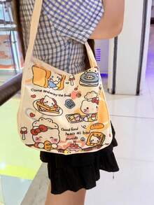 Sanrio Kawaii Hello Kitty Cartoon Canvas Tote Bag - Reusable Shoulder Bag With Kuromi And My Melody Patterns, High-Quality Design, Extra Large Capacity For Textbooks And Laptops - Multicolor - View 12