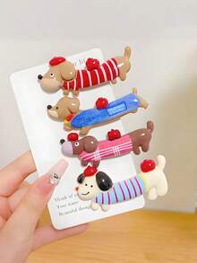 8pcs/Set Colorful Dachshund Shaped Hair Clips, Cute Cartoon Animal Design Hair Accessories - Suitable For Girls And Women, Can Be Used For Daily Hairstyles, Braiding Decoration, Also Suitable For Parties And Festivals, Adorable And Colorful Random, Hair Slide, Hair Barrettes
