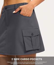 Women's Skort 5 Pockets Cargo Skirt Skirts Skorts Women Casual Summer Hiking - 海軍 - 查看 7
