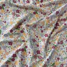 0.5m/1m/2m/3m*145cm Bohemian Colorful Lawn Flower Garden Printed Fabric, High Quality Soft & Skin-Friendly, Suitable For Seasonal Clothing Design, Dresses, Bags, Dolls, Tablecloths, Handicraft Decorations, DIY Sewing Patchwork, Multiple Sizes Available